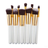 10 Pcs Silver/Golden Makeup Brush Set