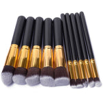 10 Pcs Silver/Golden Makeup Brush Set