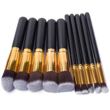 10 Pcs Silver/Golden Makeup Brush Set