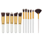 10 Pcs Silver/Golden Makeup Brush Set