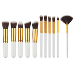 10 Pcs Silver/Golden Makeup Brush Set